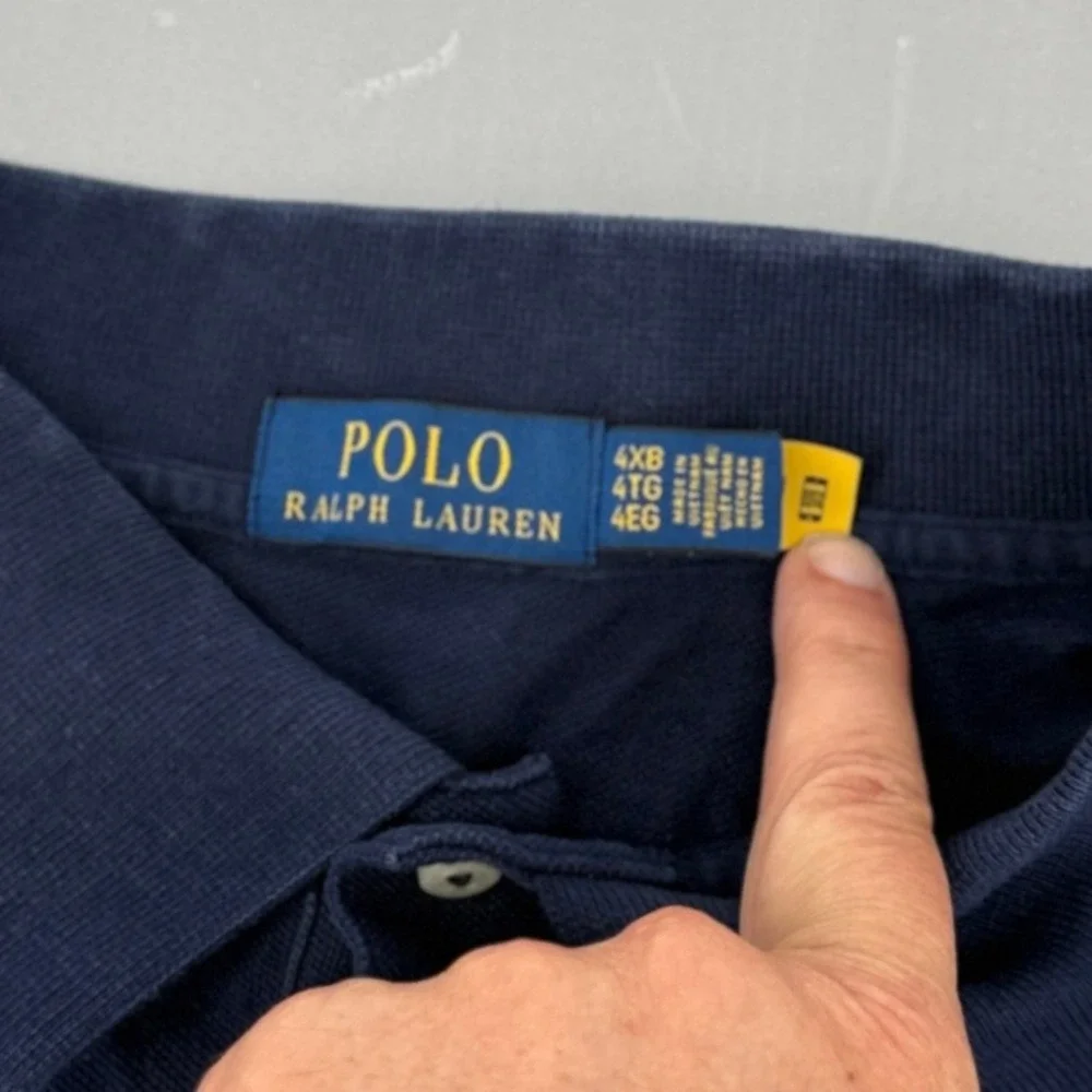 Polo Ralph Lauren Mens Navy Blue Embroidered Polo 1992 Graphic Shirt 4XB 4TG 4EG